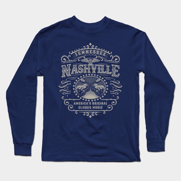 Nashville Music City Tennessee Long Sleeve T-Shirt by Designkix